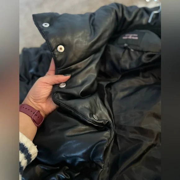 Avec Les Filles Faux-Leather Puffer Coat size medium EUC - Picture 11 of 12